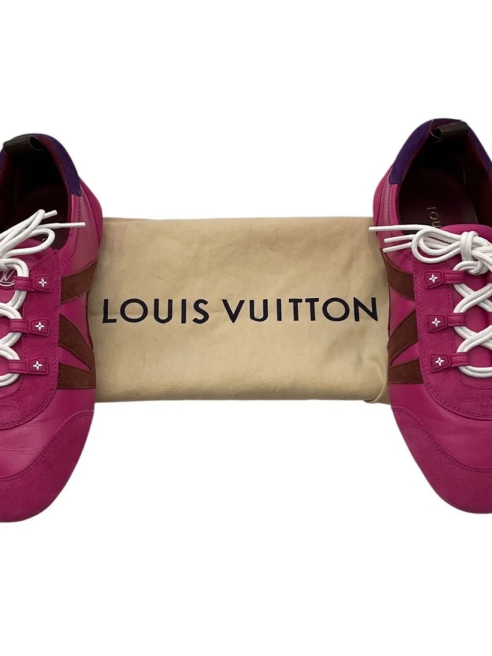 LOUIS VUITTON FUCHSIA PINK SUEDE CALFSKIN LV SNEAKERINA SNEAKERS